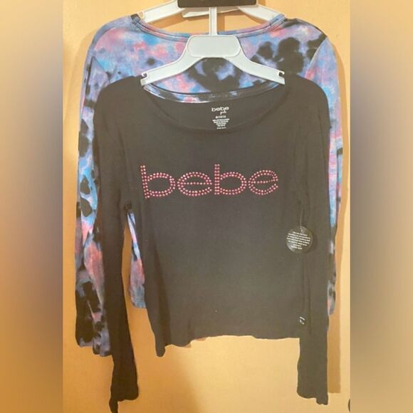 🛍️BeBe Girls 2 Pack multicolor Tops Shirts long sleeve Size: Medium 10/12🎀 - Picture 4 of 10